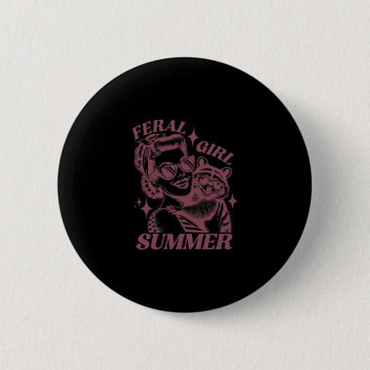 Wilde Mädchen Sommer Müll Waschbär Süßer Waschbär  Button (Vorderseite)