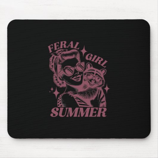 Wilde Mädchen Sommer Müll Waschbär Süßer Waschbär Mousepad (Vorne)