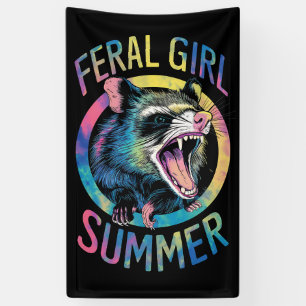 Wilde Mädchen Sommer Opossum Tie Dye Waschbär Banner