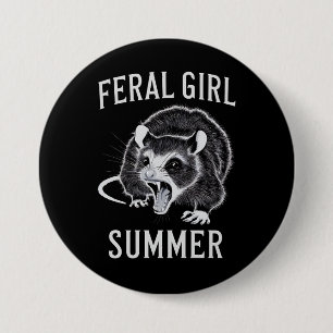 Wilde Mädchen Sommer Opossum Vintage Button