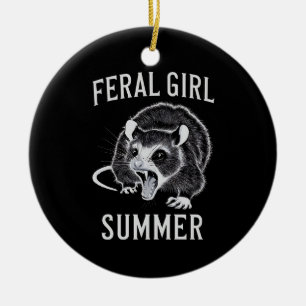 Wilde Mädchen Sommer Opossum Vintage Keramik Ornament
