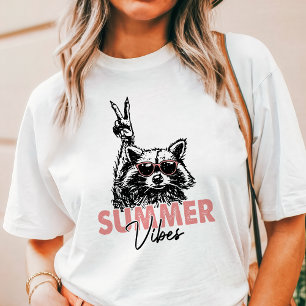 Wilde Mädchen Sommer Vibes Waschbär Tri-Blend Shirt