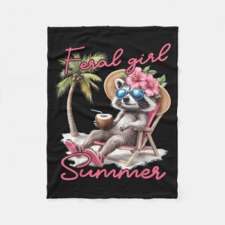 Wilde Mädchen Sommer Waschbär Lustiges Meme Frauen Fleecedecke