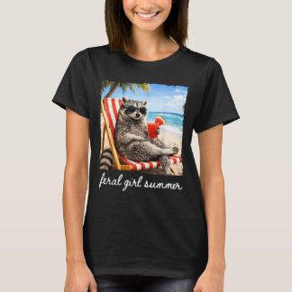 Wilde Mädchen Sommer Waschbär lustiges Meme Frauen T-Shirt