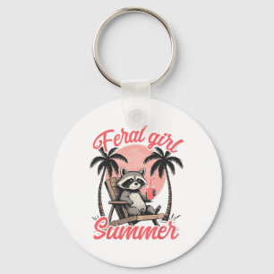 Wilde Mädchen Sommerferien Strand Waschbär Meme Mü Schlüsselanhänger