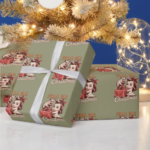 Wilde Mädchen Weihnachten Opossum Xmas Trashy Retr Geschenkpapier