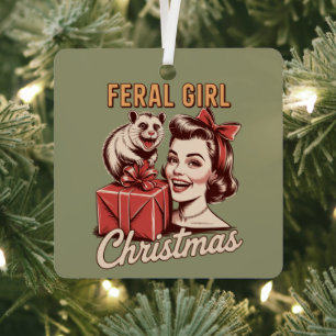 Wilde Mädchen Weihnachten Opossum Xmas Trashy Retr Ornament Aus Metall