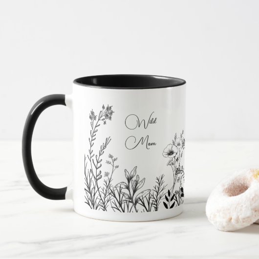 Wilde Mama Wilde Blume Doodles Tasse (Mit Donut)