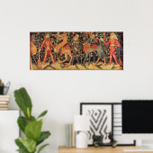 Wilde Männer und Tiere, Tapisserie, 15. Jahrhunder Poster (Heimbüro)