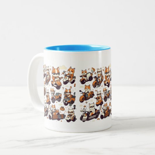 Wilde Mäuse fahren Roller Zweifarbige Tasse (Vorderseite Links)