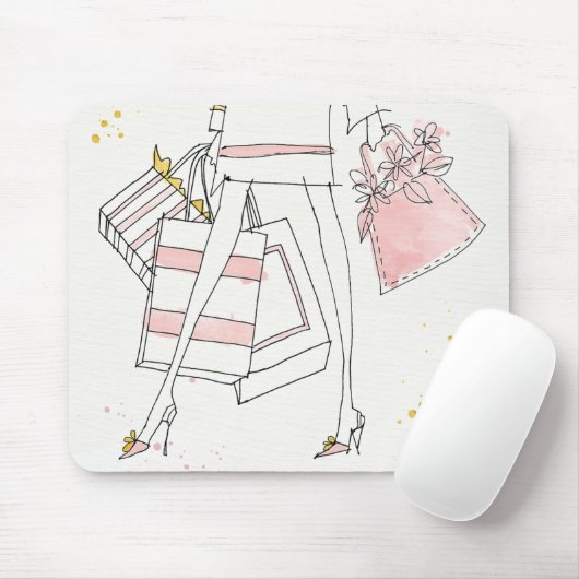 Wilde moderne rosa Mode-Skizze Apples | Mousepad (Mit Mouse)