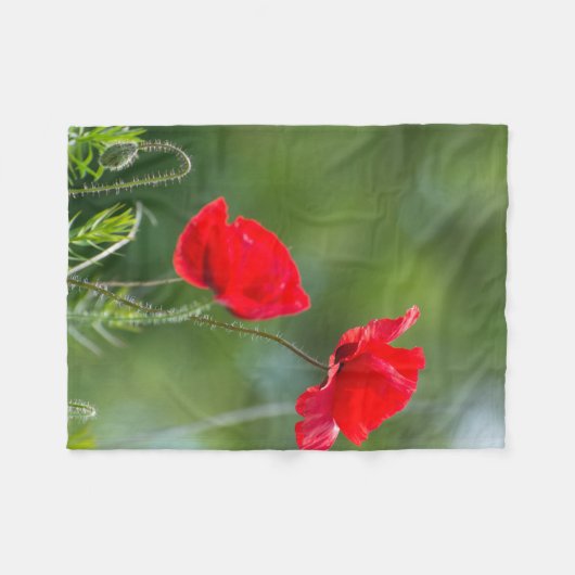 Wilde Mohn Fleecedecke (Vorderseite (Horizontal))