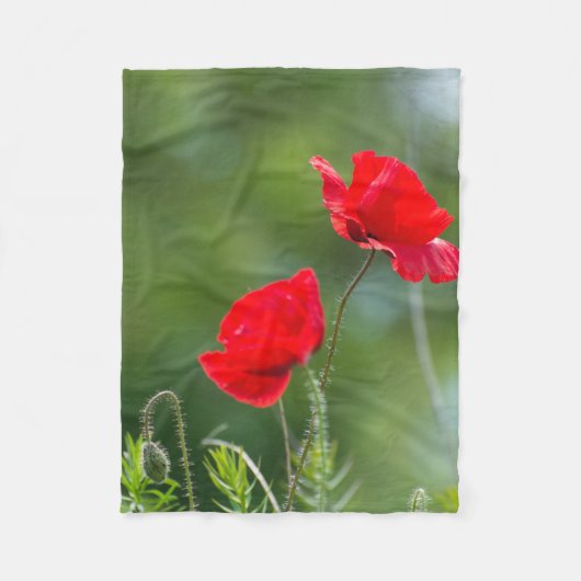 Wilde Mohn Fleecedecke (Vorderseite)