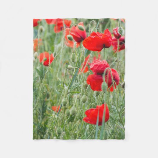 Wilde Mohn Fleecedecke (Vorderseite)