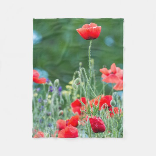 Wilde Mohn Fleecedecke (Vorderseite)