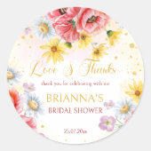 Wilde Mohnblüte Brautparty Gunst Runder Aufkleber (Vorderseite)