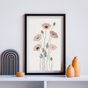 Wilde Mohnwiese XVIII – Sanfte botanische Wanddeko Poster