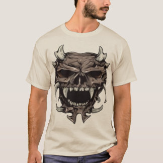 Wilde Monster-Schädel-Teufelshörner Horror-Illustr T-Shirt