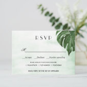 Wilde Monstera-Blätter WEDDING RSVP - MEALE WAHL Karte (Stehend Vorderseite)