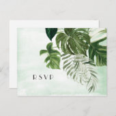 Wilde Monstera, tropisches Blattwerk Hochzeit RSVP Postkarte (Vorne/Hinten)