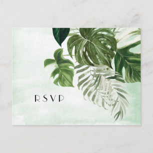 Wilde Monstera, tropisches Blattwerk Hochzeit RSVP Postkarte