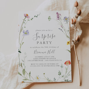 Wilde Multicolor Floral Surprise Party Einladung