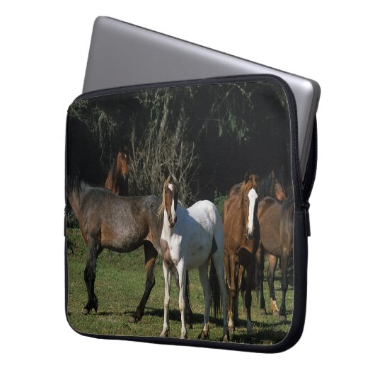 Wilde Mustang-Pferde 1 Laptopschutzhülle (Vorderseite Links)