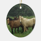 Wilde Mustang-Pferde 4 Keramik Ornament (Links)