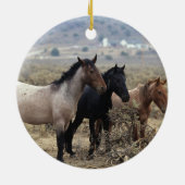 Wilde Mustang-Pferde 5 Keramik Ornament (Hinten)