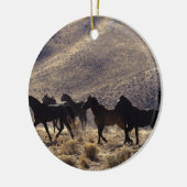 Wilde Mustang-Pferde in der Wüste 1 Keramik Ornament (Links)
