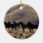 Wilde Mustang-Pferde in der Wüste 1 Keramik Ornament (Hinten)