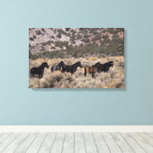 Wilde Mustang Pferde in der Wüste 2 Leinwanddruck (Insitu (Holzboden))