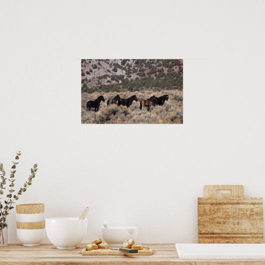 Wilde Mustang Pferde in der Wüste 2 Poster (Küche)