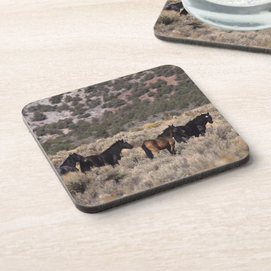 Wilde Mustang-Pferde in der Wüste 2 Untersetzer (Linke Seite)