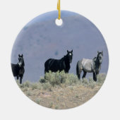 Wilde Mustang-Pferde in der Wüste 3 Keramik Ornament (Hinten)