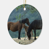 Wilde Mustang-Stute u. Fohlen Keramikornament (Links)