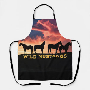 Wilde Mustangs am Horizont, Geschenk für Pferde, a Schürze
