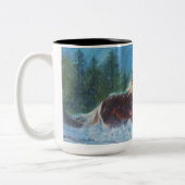 Wilde Mustangs in der Regen-Kaffee-Tasse Zweifarbige Tasse (Links)
