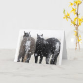 Wilde Mustangs in der Schneekarte Karte (Gelbe Blume)