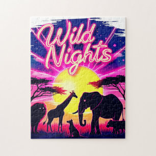 Wilde Nächte Afrikanische Safari-Sonnenuntergang Puzzle