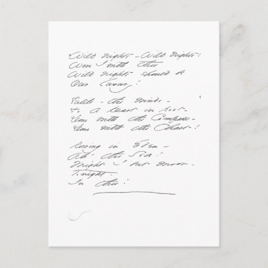 Wilde Nächte, wilde Nächte Manuskript Postkarte (Vorderseite)