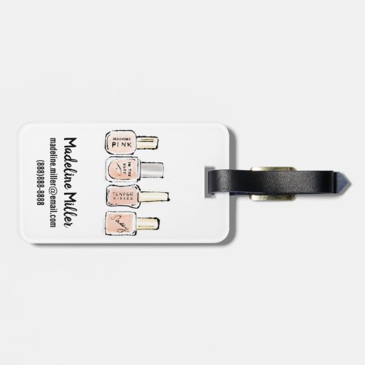 Wilde Nagellack-Skizze Apples | moderne rosa Gepäckanhänger (Rückseite horizontal)