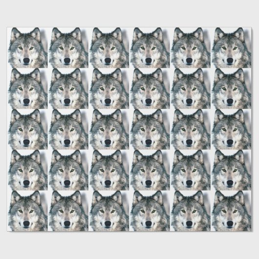 Wilde Natur der Wolf-Augen Tierdruck Geschenkpapier (Flach)