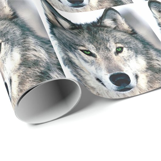 Wilde Natur der Wolf-Augen Tierdruck Geschenkpapier (Rolleneckpunkt)