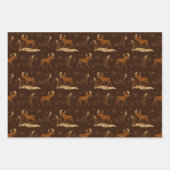 Wilde Natur Elche Vögel Dunkelbraune, rustikale Wä Geschenkpapier Set (Vorderseite)