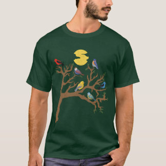 Wilde Natur mit Bäumen und Vögeln vintage T-Shirt