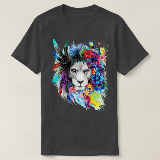 Wilde natürliche, farbenfrohe Löwe T-Shirt (Design vorne)