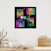 Wilde Neon Animals Poster (Küche)