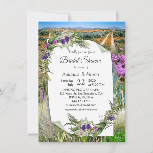 Wilde Öko-freundliche Frühlingsblumen Einladung (Vorderseite)