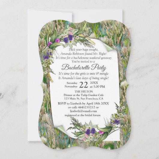 Wilde Öko-freundliche Gräser & Frühlingsblumen Einladung (Vorderseite)